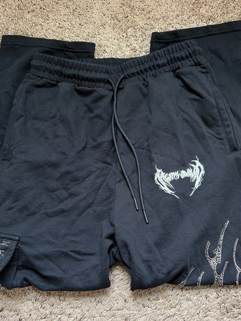 Breath Divinity Womens Rhinestone Sweatpants